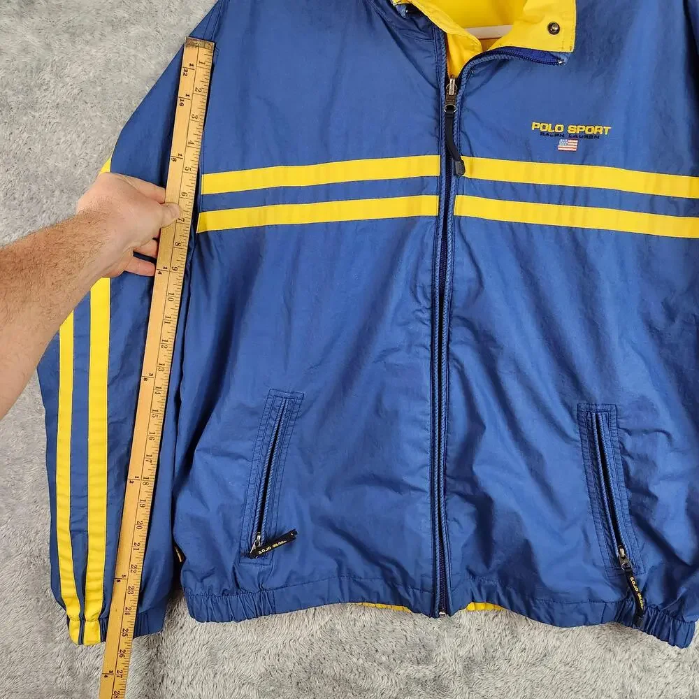 Vintage Polo Sport Ralph Lauren Jacket Mens XL Blue Reversible Windbreaker 90s